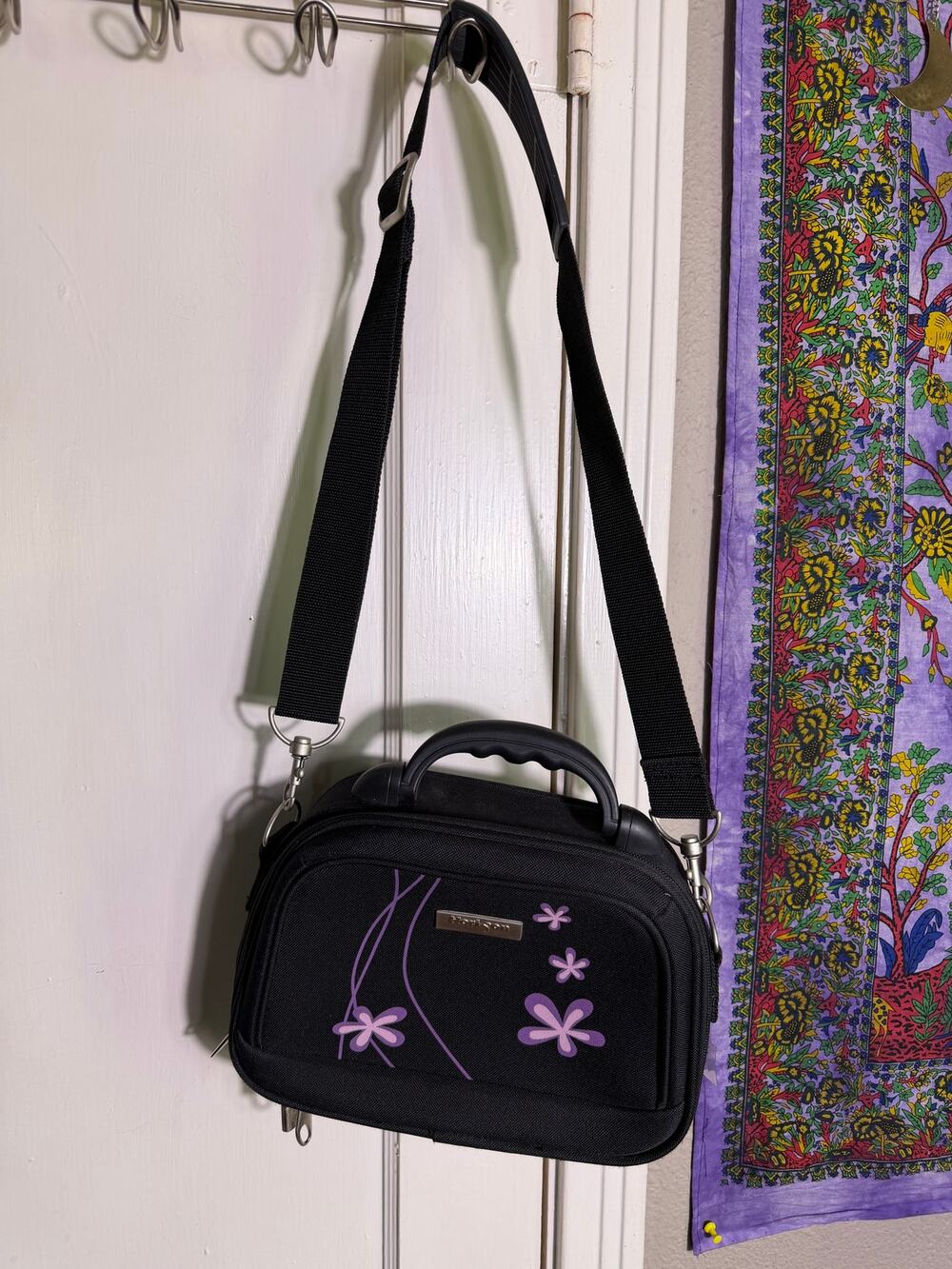 Horizon Y2K Cosmetic Train Case Black Purple Floral Travel Organizer Bag